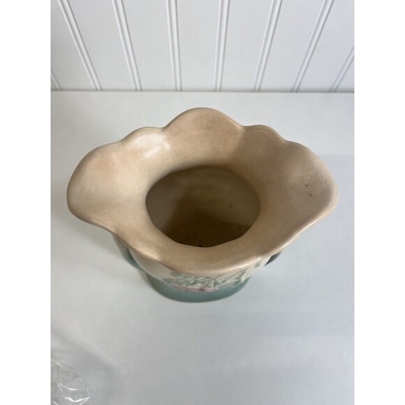 Vintage Hull pottery pink/blue Vase Dogwood wild rose 502  6  1/2  Double handle - Picture 5 of 6